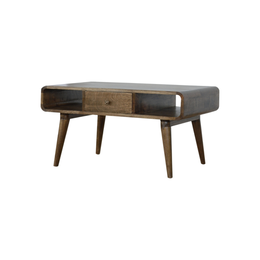 Curved Grey Washed Coffee Table