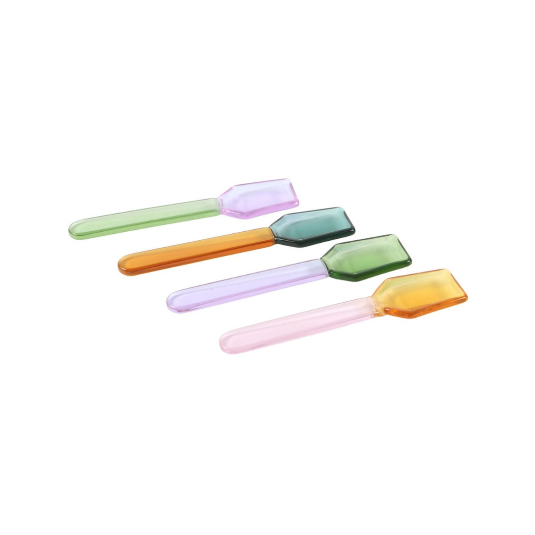Set of 4 Pastel Glass Dessert Spoons