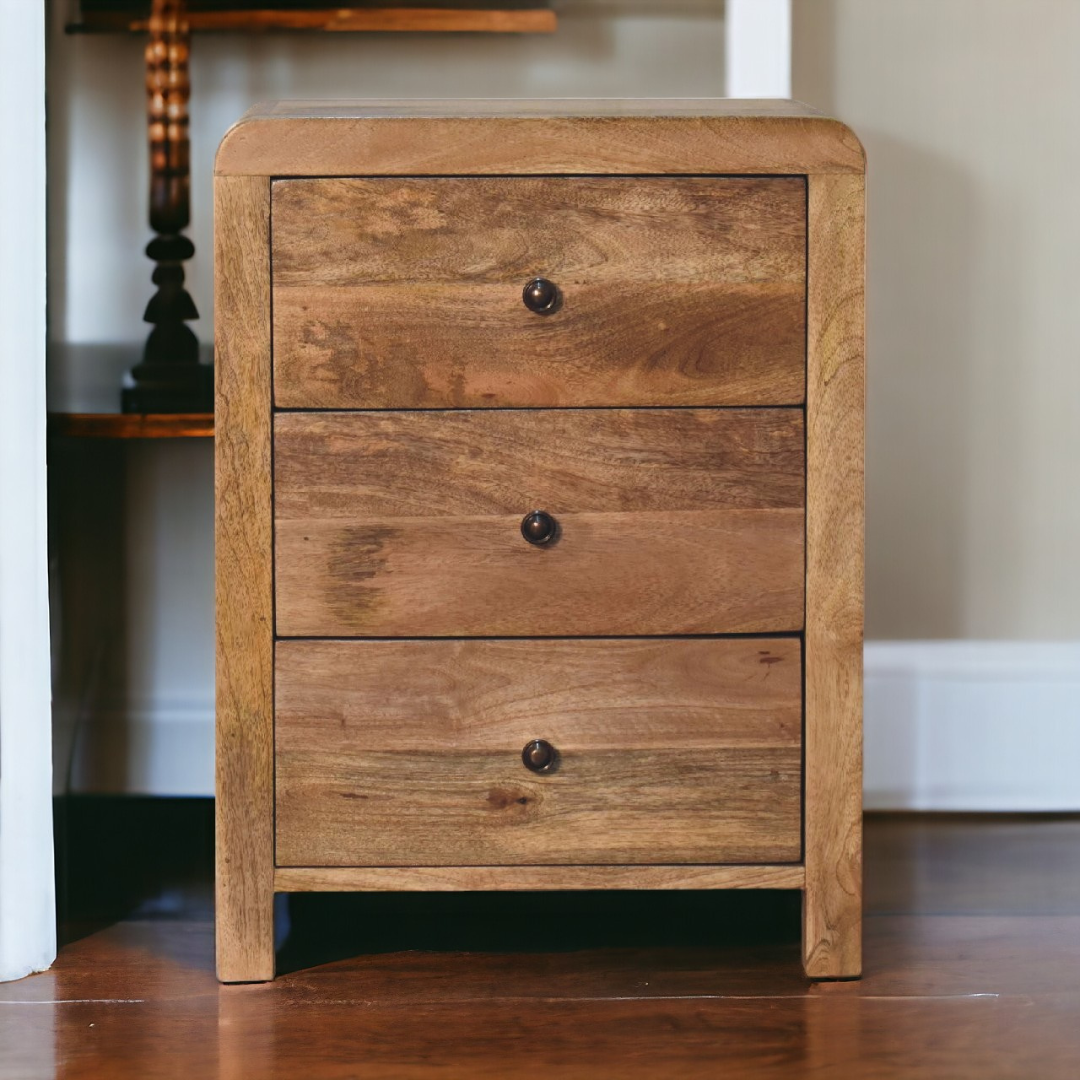 Aspen Oak Style 3 Drawer Bedside Table