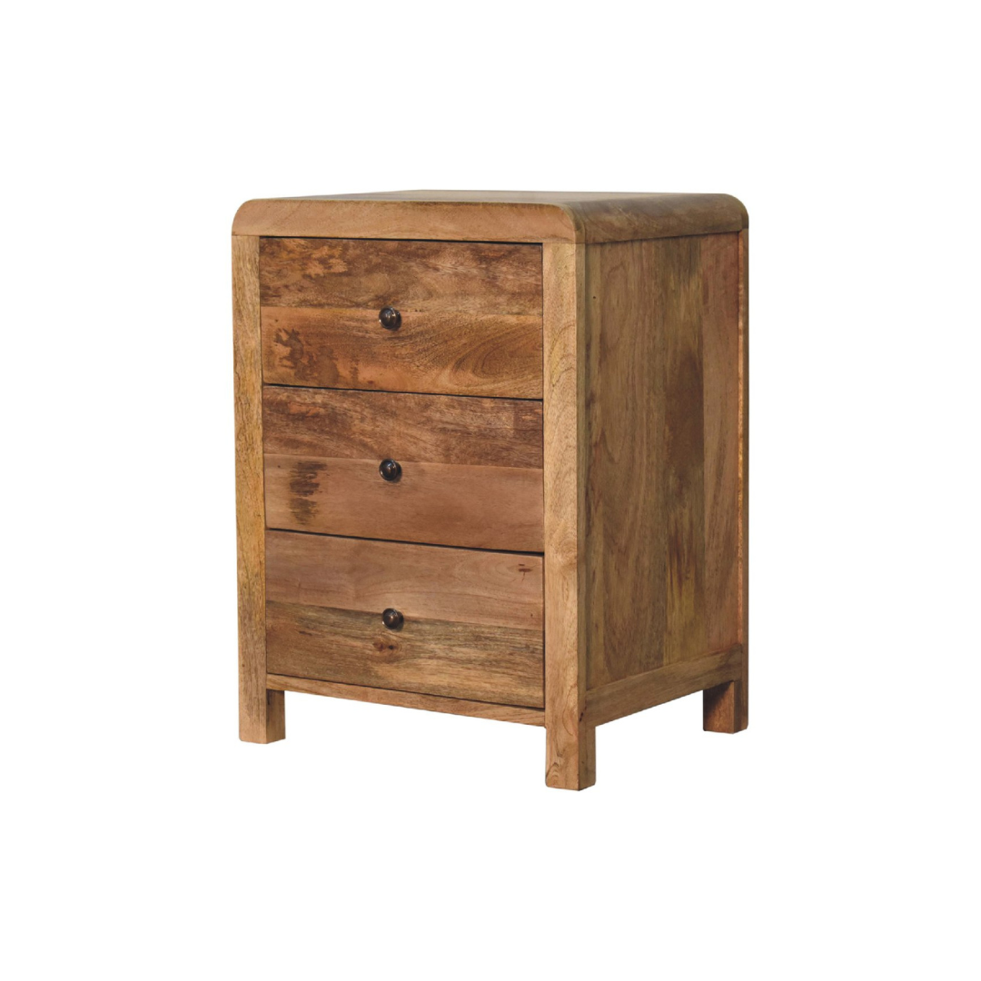 Aspen Oak Style 3 Drawer Bedside Table