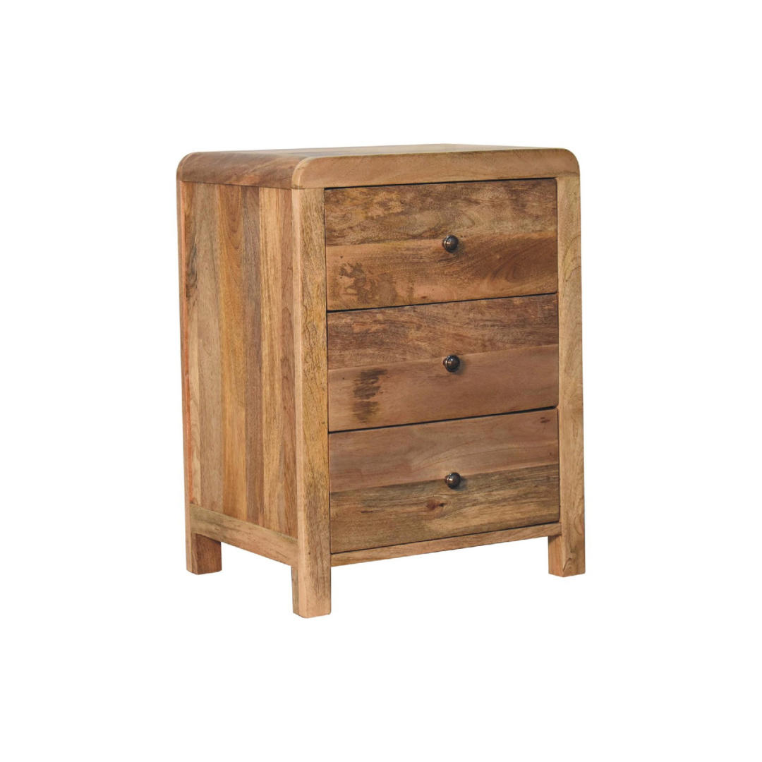 Aspen Oak Style 3 Drawer Bedside Table