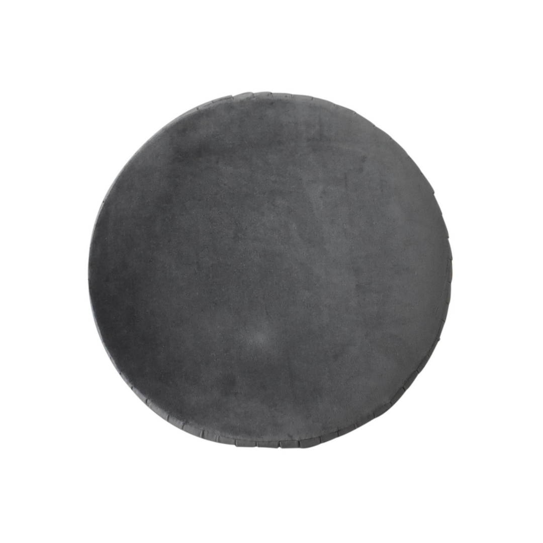 Grey Velvet Pleated Footstool