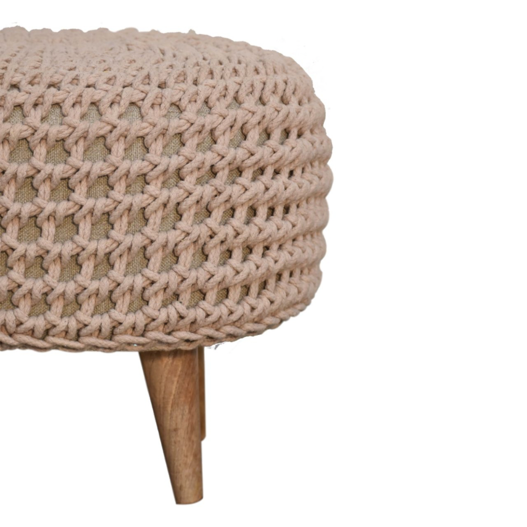 Beige Oblong Footstool