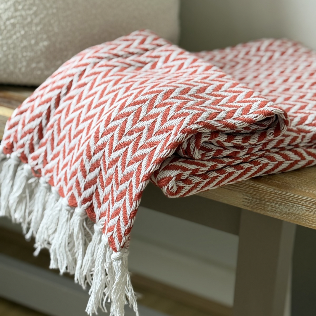 Burnt Orange Chevron Throw Blanket