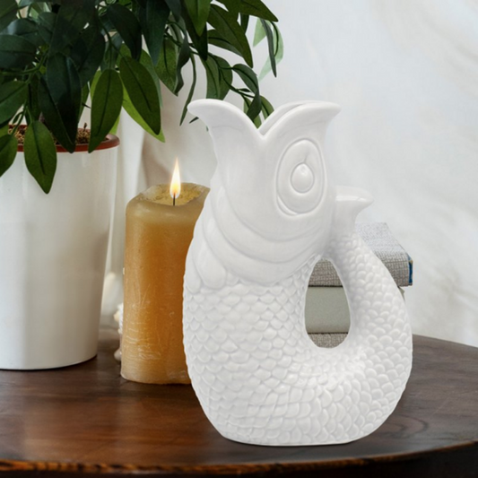 White Fish Jug Vase (20cm)