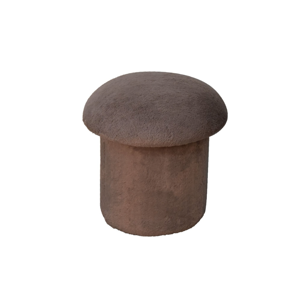 Mocha Faux Fur Mushroom Footstool