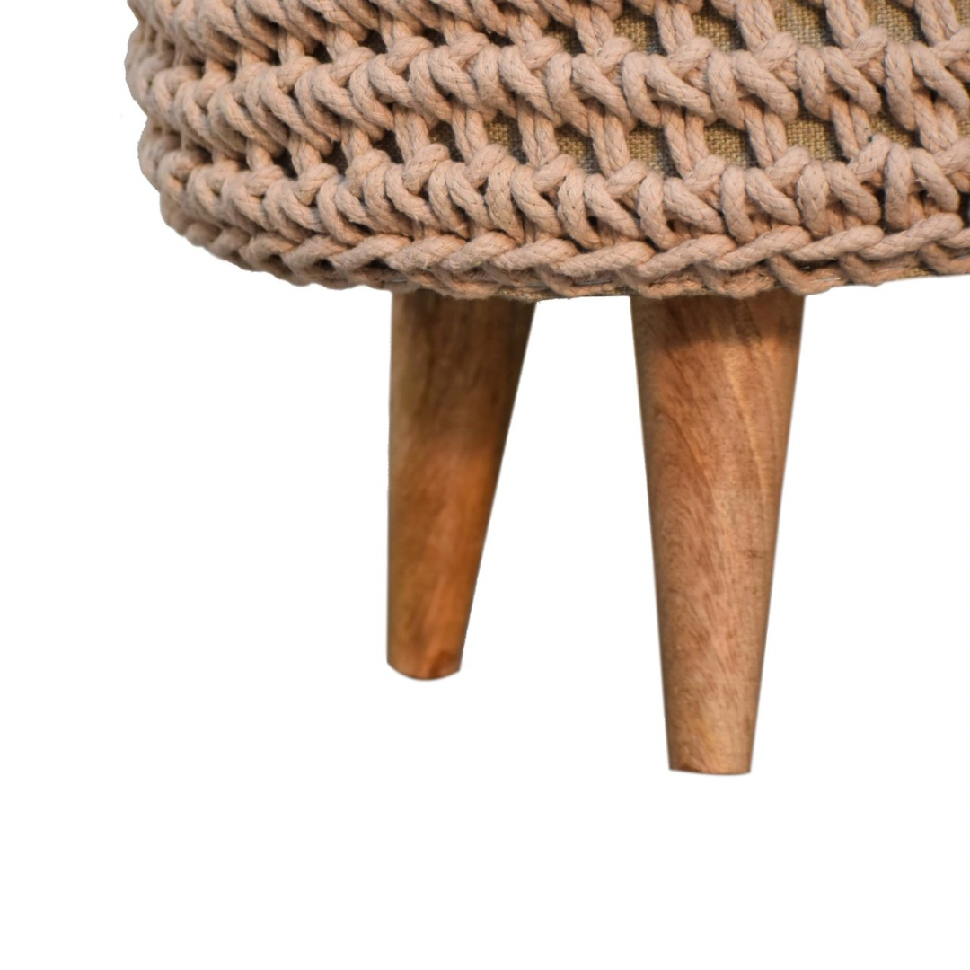 Beige Oblong Footstool