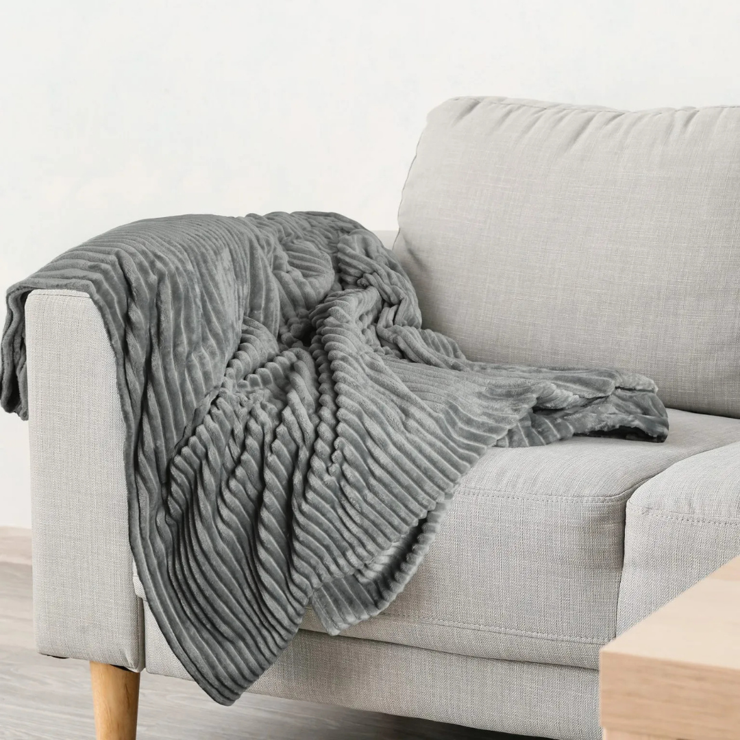 Charcoal Dahlia Fleece Throw