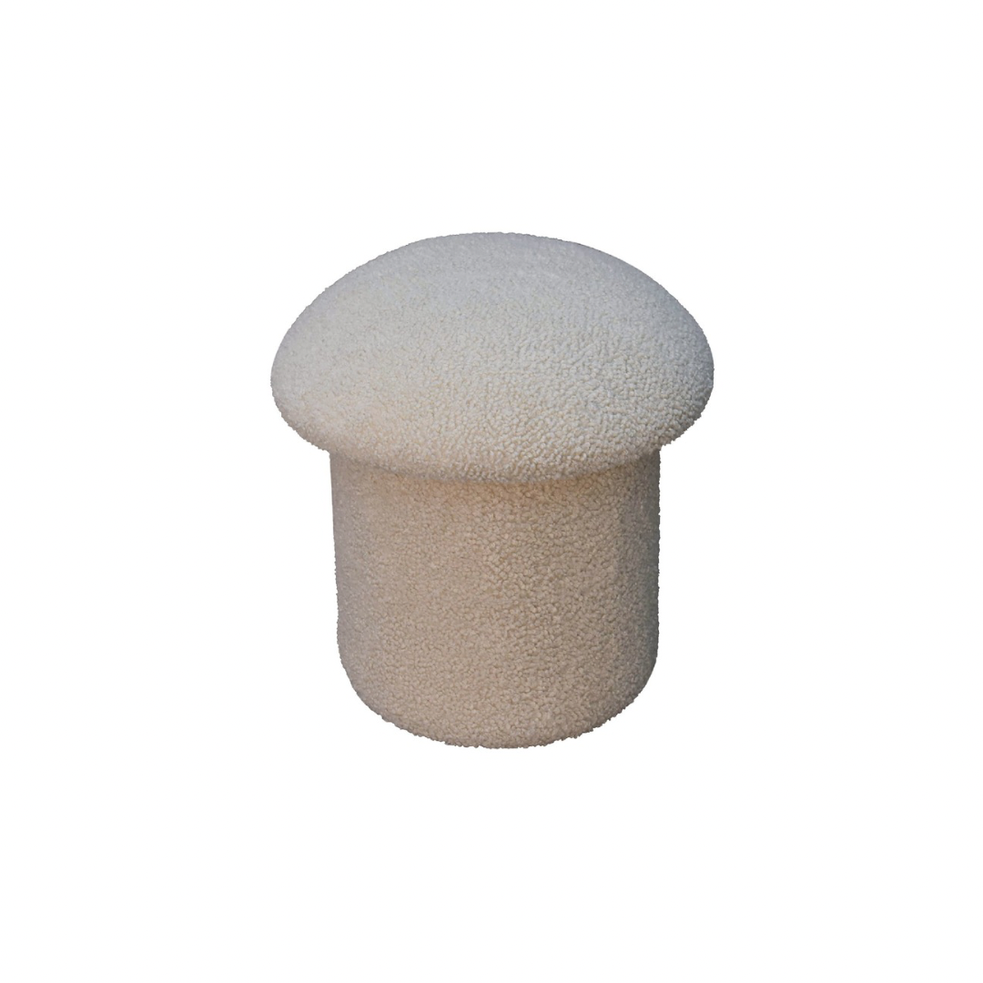 Cream Boucle Mushroom Footstool