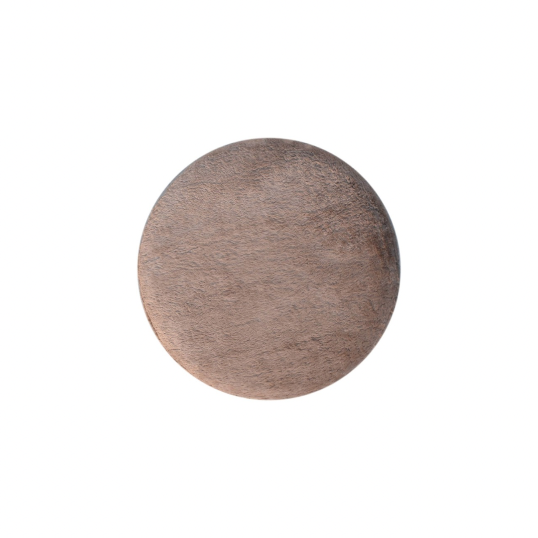 Mocha Faux Fur Round Footstool