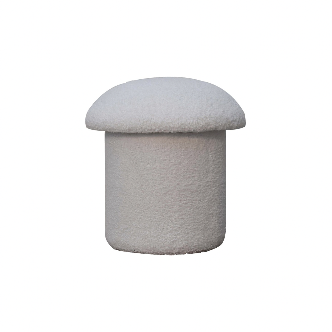 White Boucle Mushroom Footstool