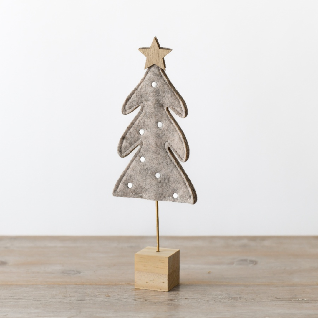 Natural Felt Christmas Tree on Wooden Block