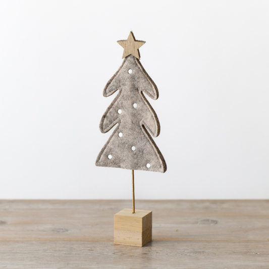 Natural Felt Christmas Tree on Wooden Block