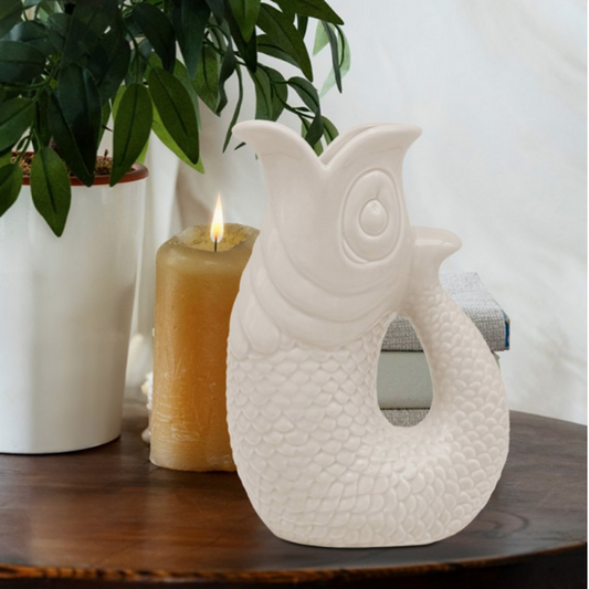 Cream Fish Jug Vase (20cm)