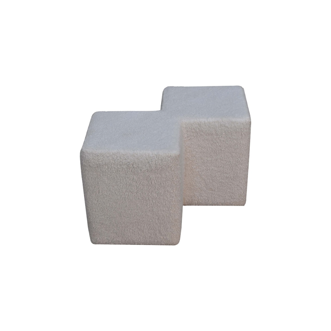 White Boucle Twin Footstool