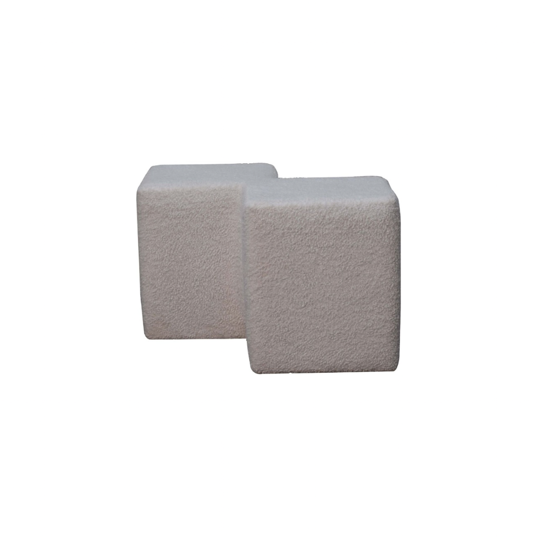 White Boucle Twin Footstool