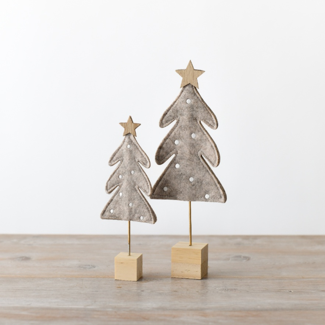 Natural Felt Christmas Tree on Wooden Block