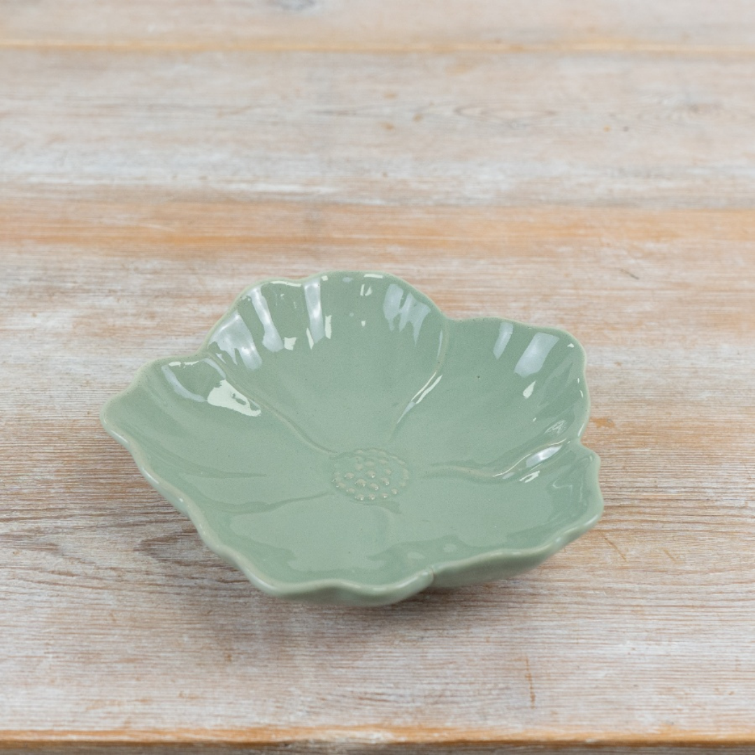 Sage Green Flower Trinket Dish