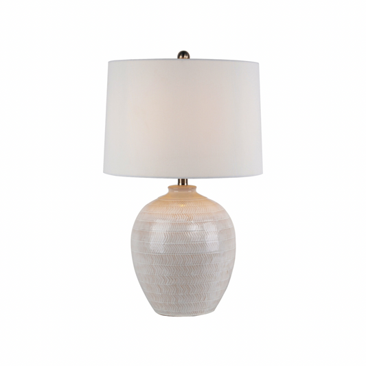 Chevronne Ceramic Table Lamp With Linen Shade