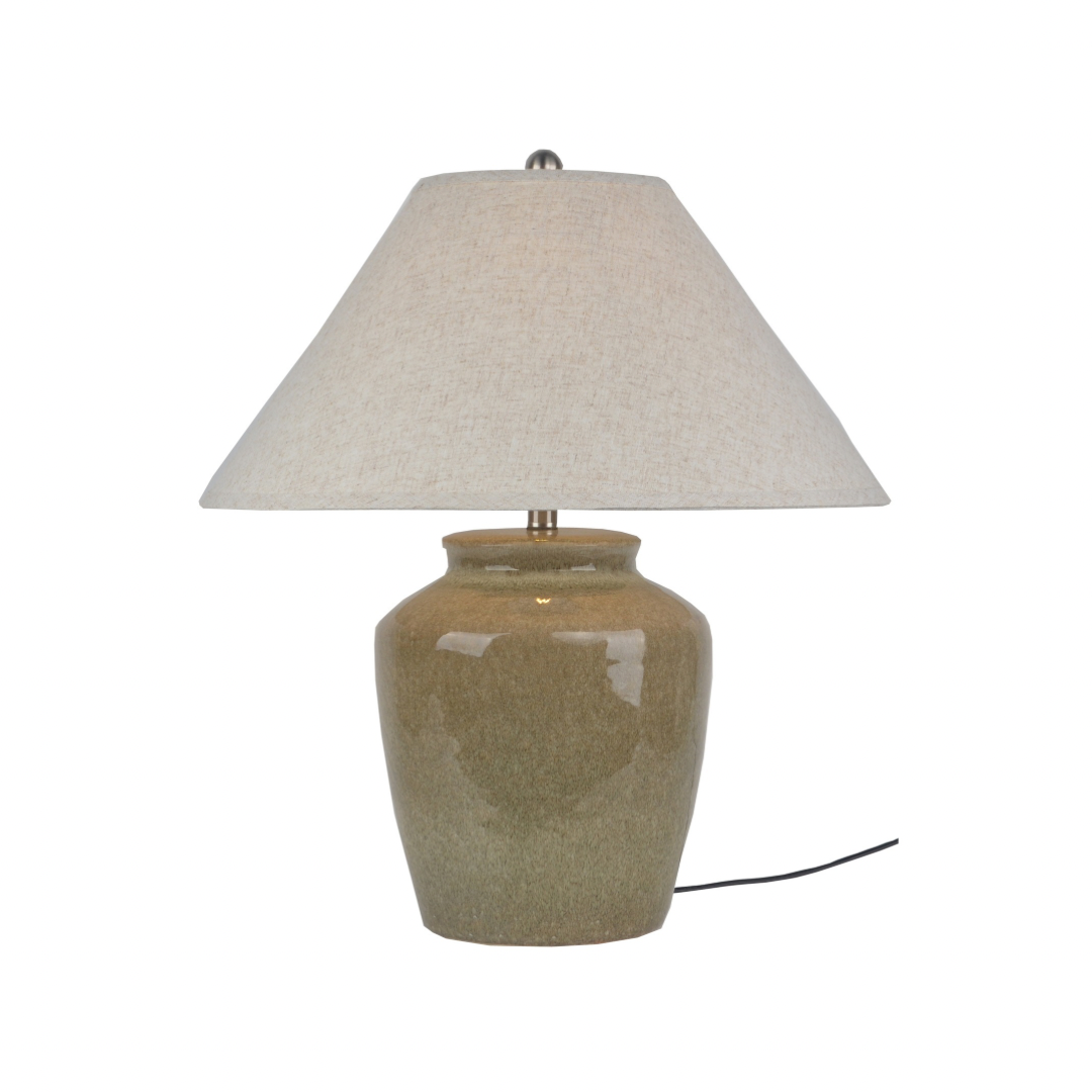 Mottura Ceramic Table Lamp With Edged Linen Shade