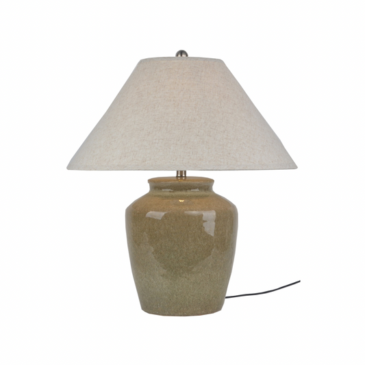 Mottura Ceramic Table Lamp With Edged Linen Shade