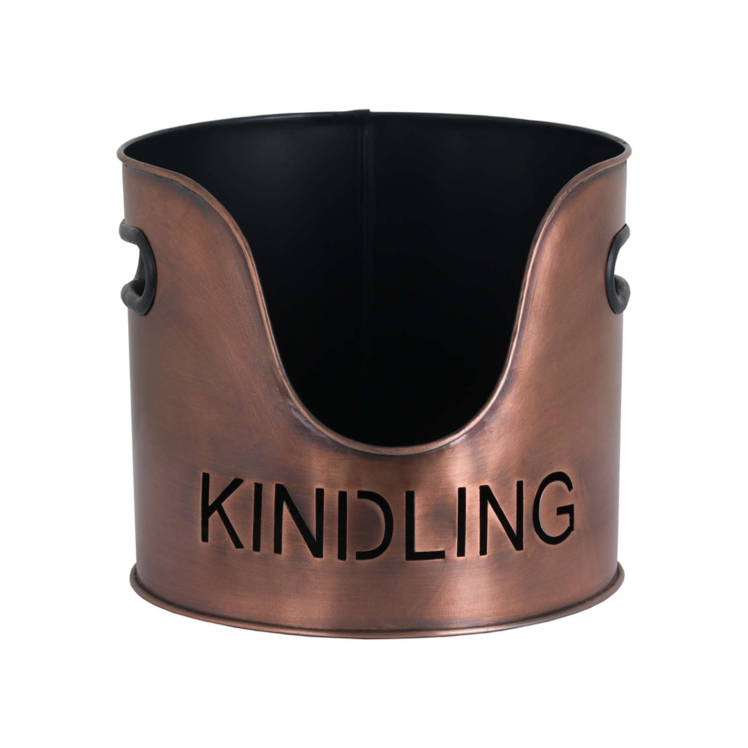 Copper Logs And Kindling Buckets & Matchstick Holder