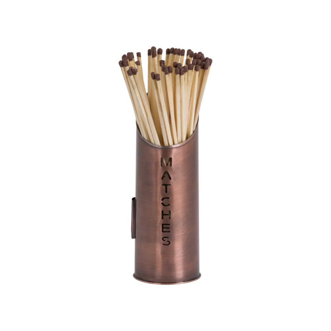 Copper Logs And Kindling Buckets & Matchstick Holder