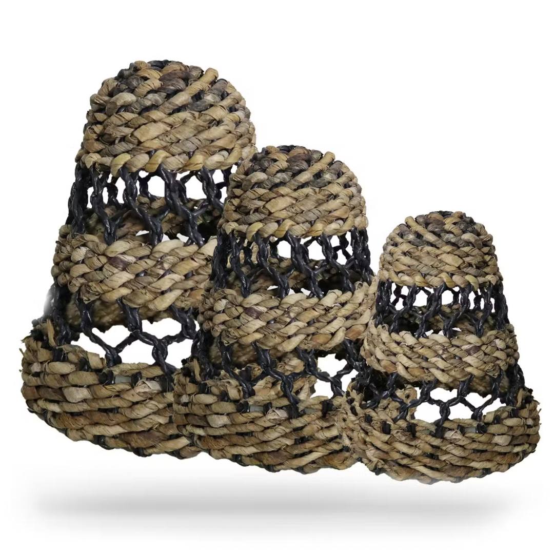 Hitam Raffia Lamp Shades - Set of 3