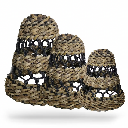 Hitam Raffia Lamp Shades - Set of 3