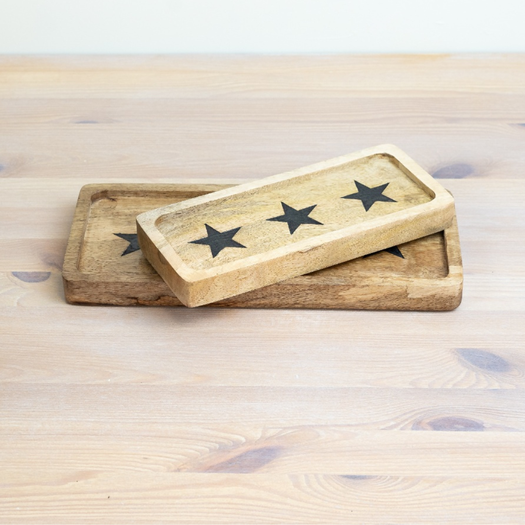 Wooden Tray With Star Design