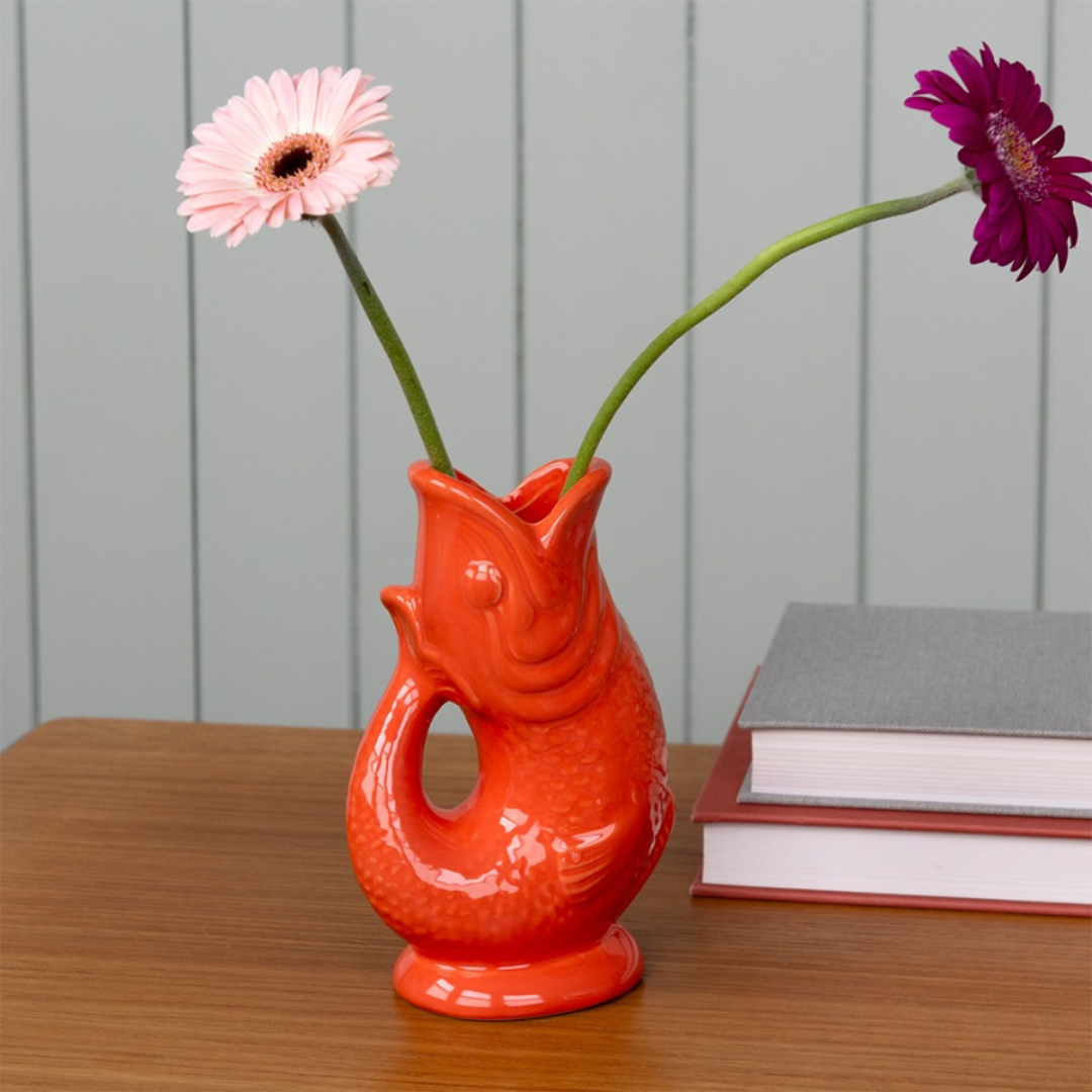 Orange Ceramic Fish Vase