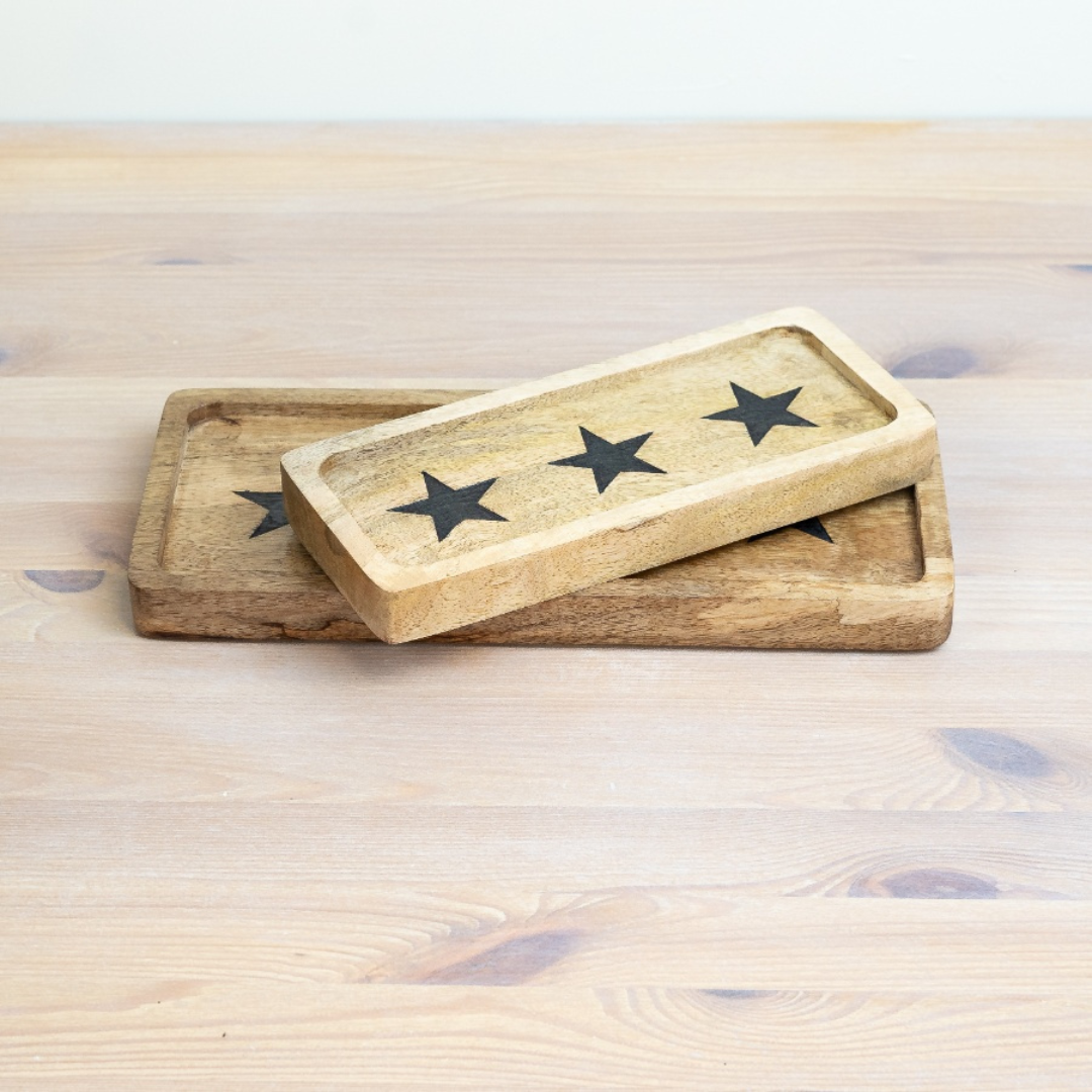 Small Wooden Tray With Star Design
