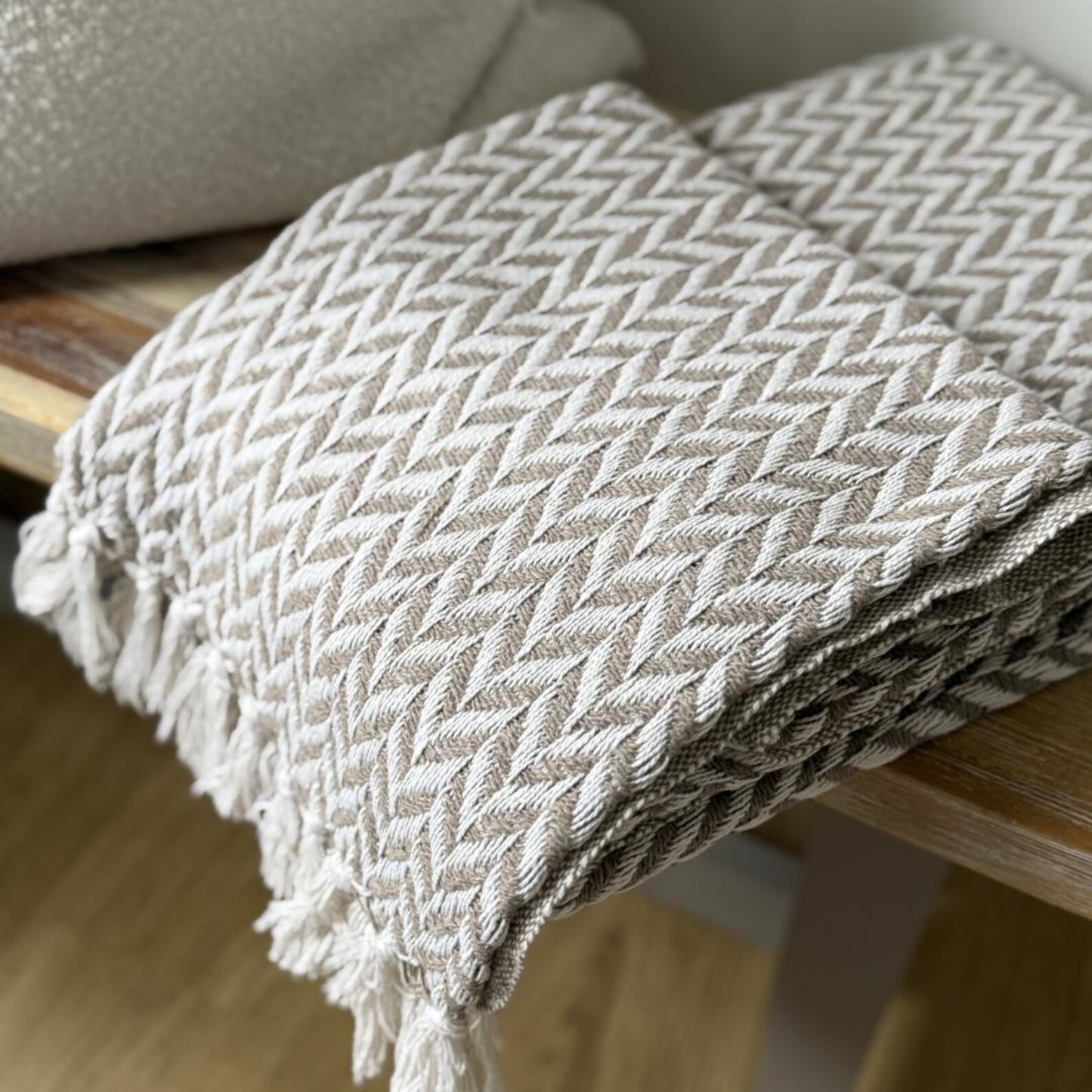 Taupe Chevron Throw Blanket