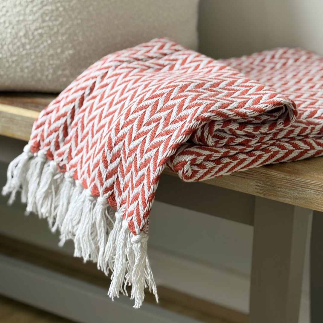 Burnt Orange Chevron Throw Blanket