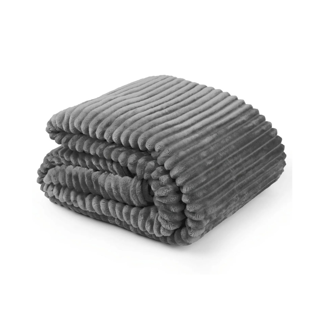Charcoal Dahlia Fleece Throw