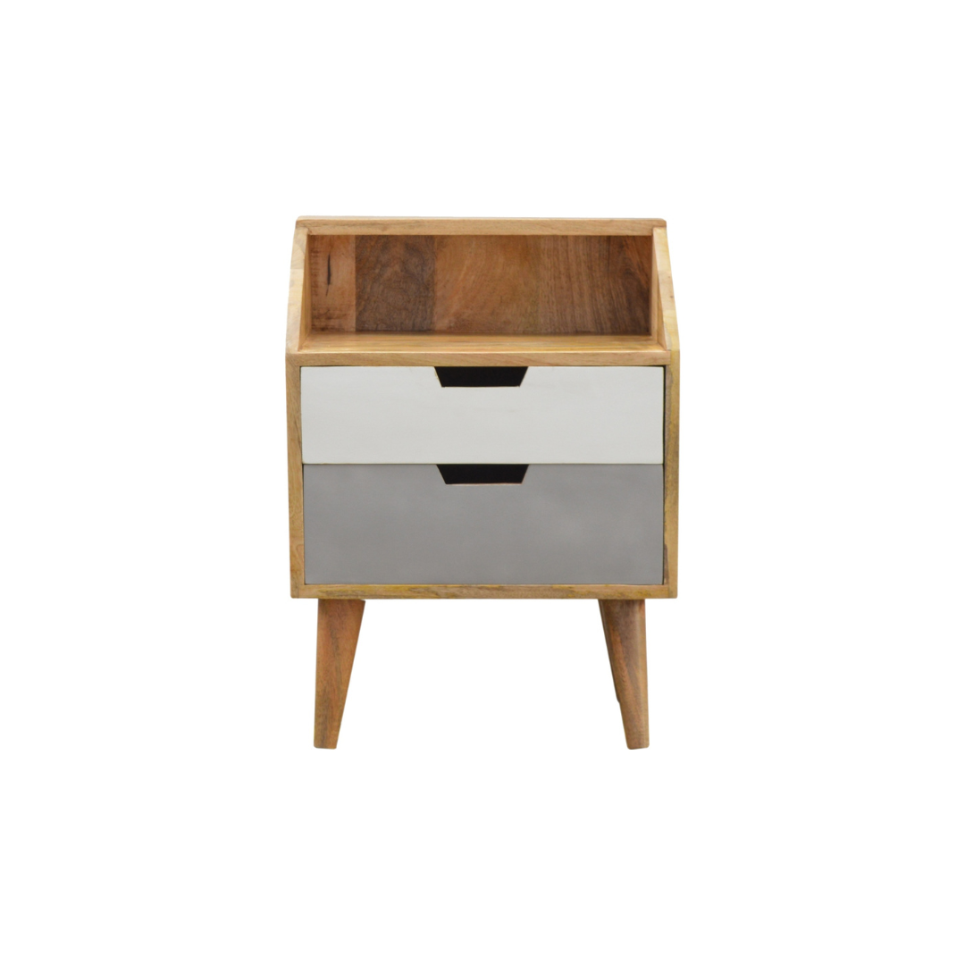 White and Grey Raised Bedside Table