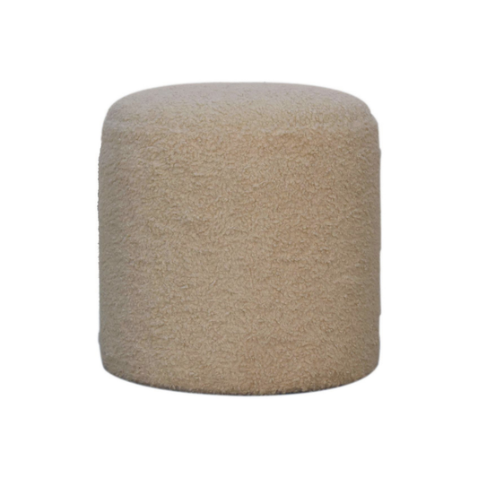 Boucle Cream Round Footstool