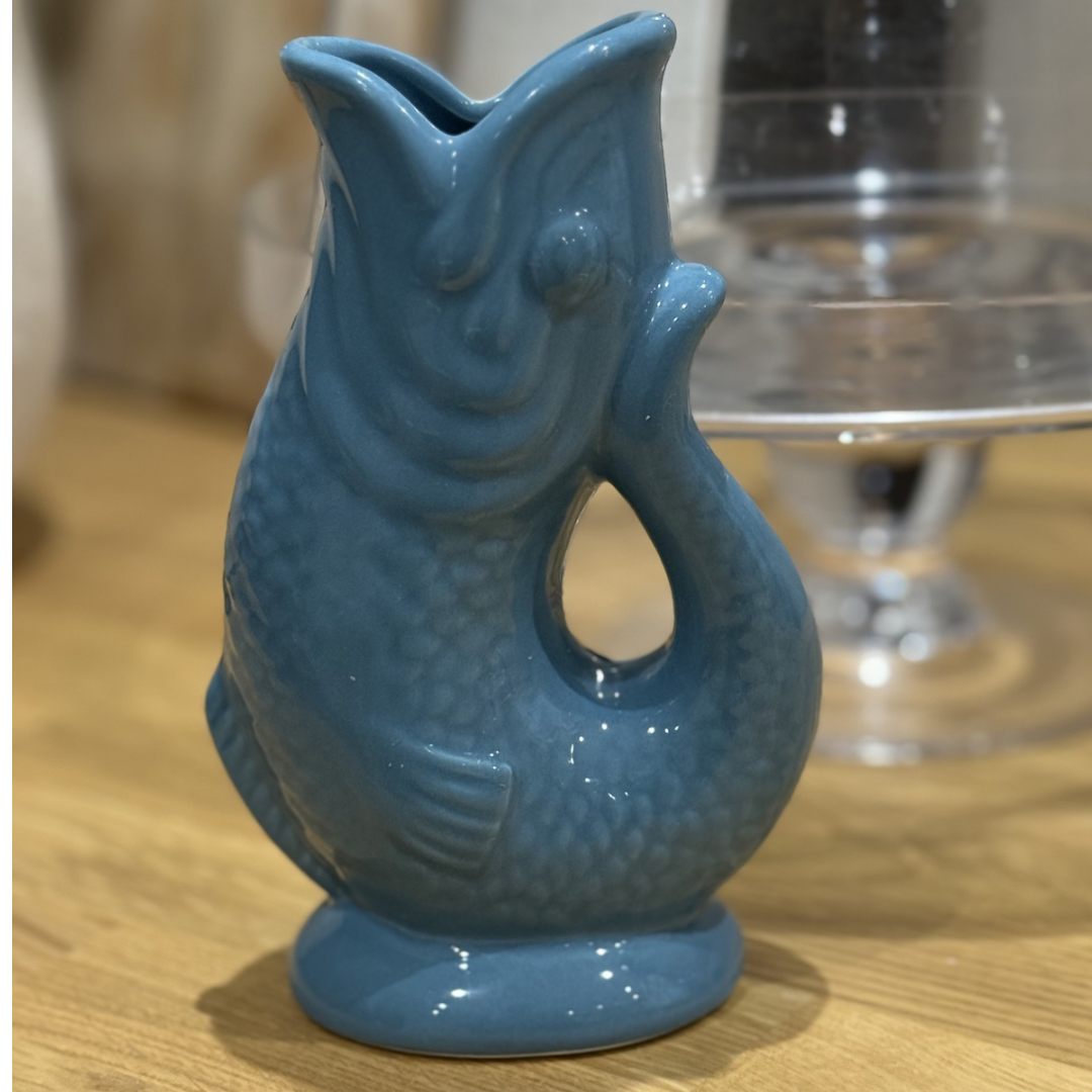 Blue Ceramic Fish Vase