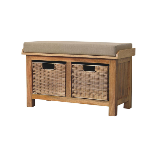 Rattan Basket Linen Bench