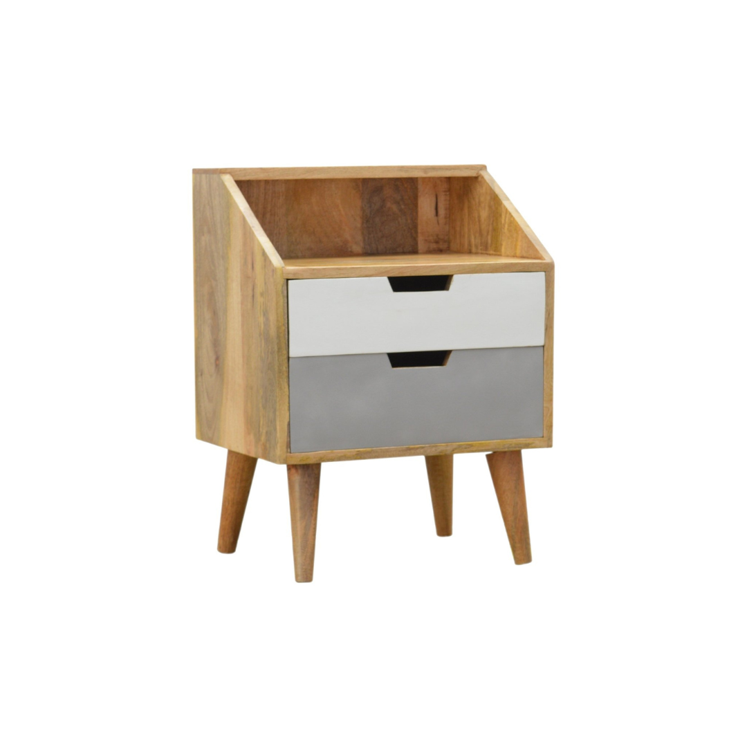 White and Grey Raised Bedside Table