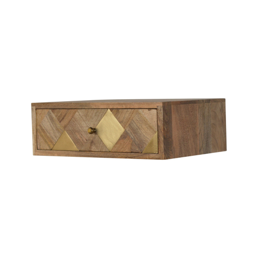 Wall Mounted Brass Inlay Bedside Table