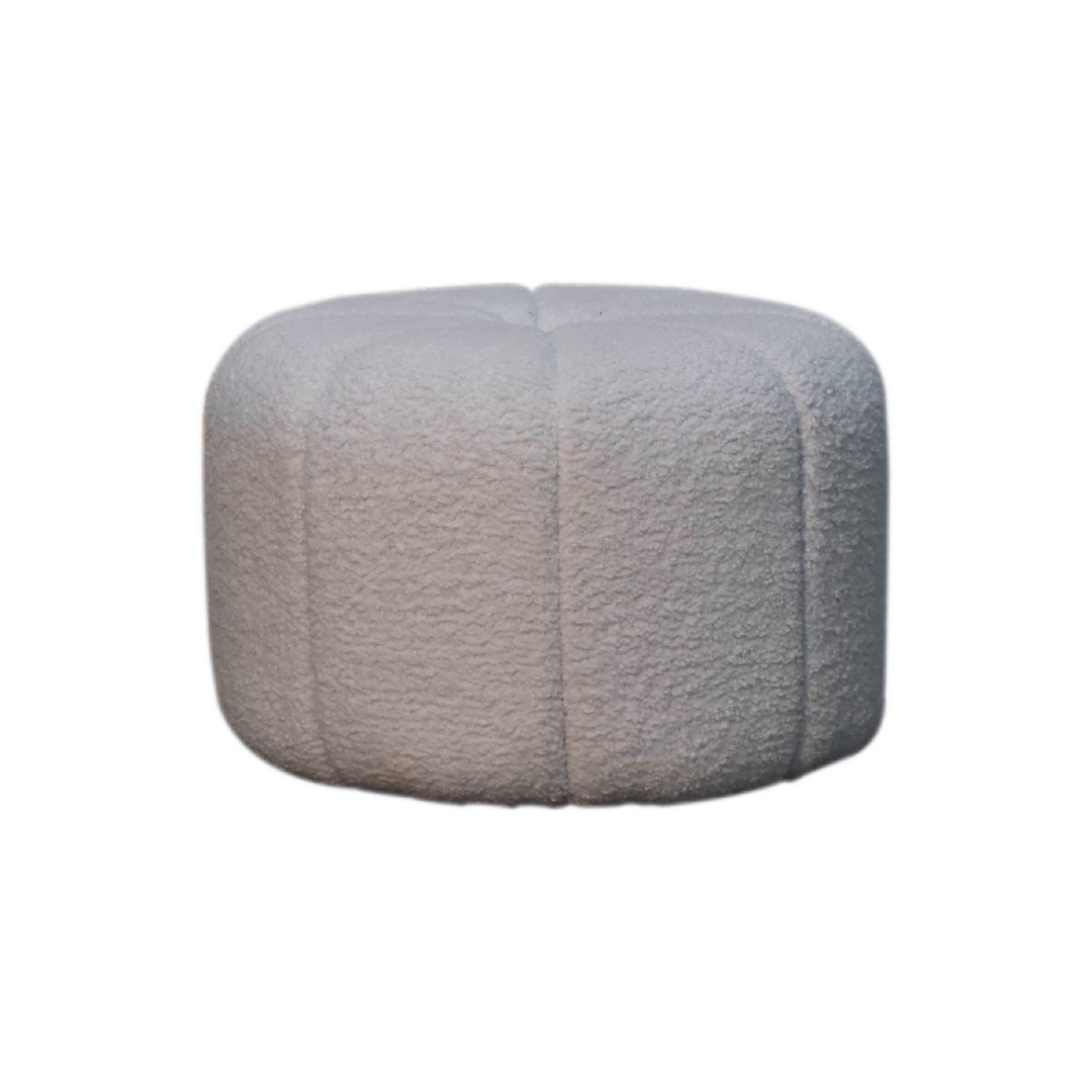 White Boucle Circus Footstool