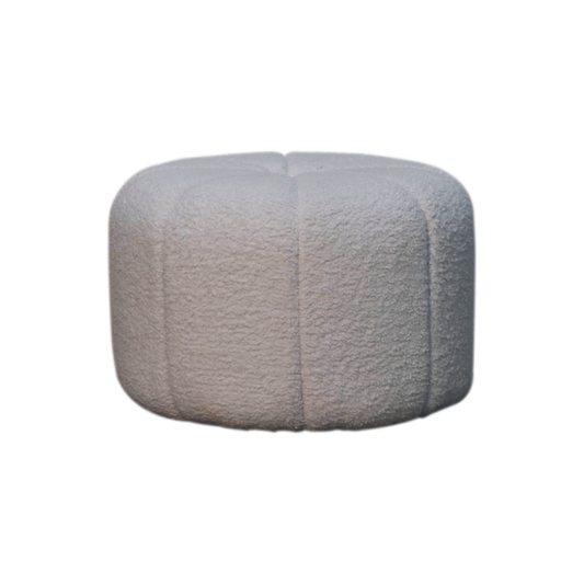 White Boucle Circus Footstool