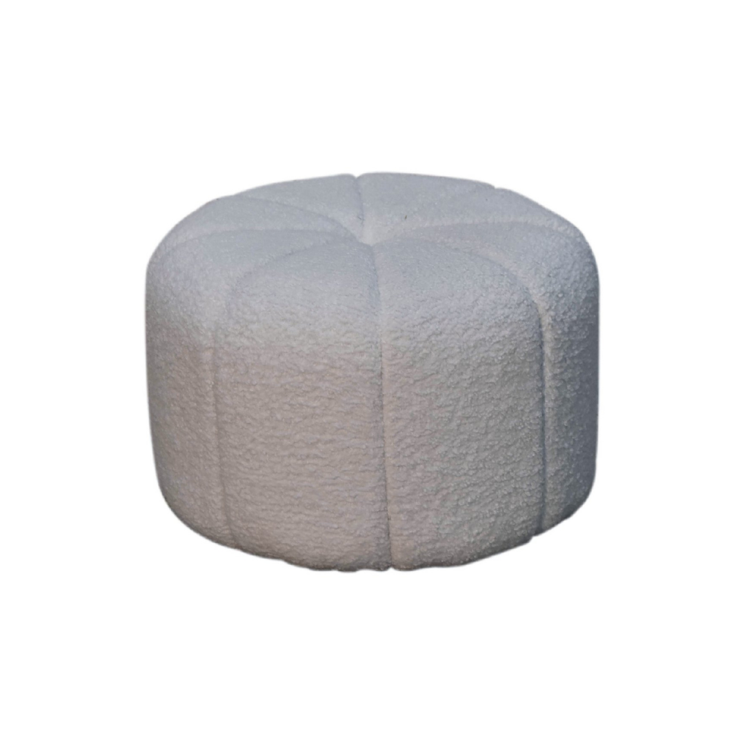 White Boucle Circus Footstool