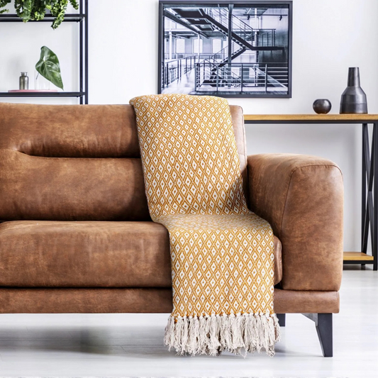 Stockholm Cotton Throw in Ochre