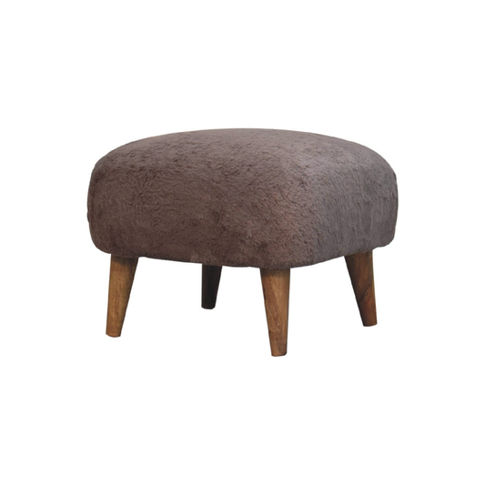 Mocha Faux Fur Square Stool