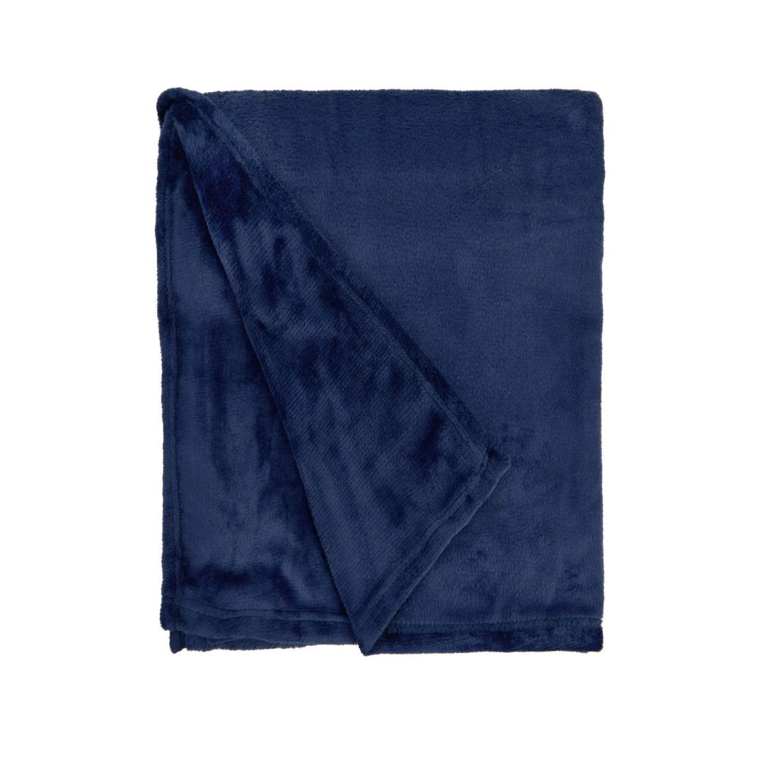 Navy Flannel Fleece Blanket