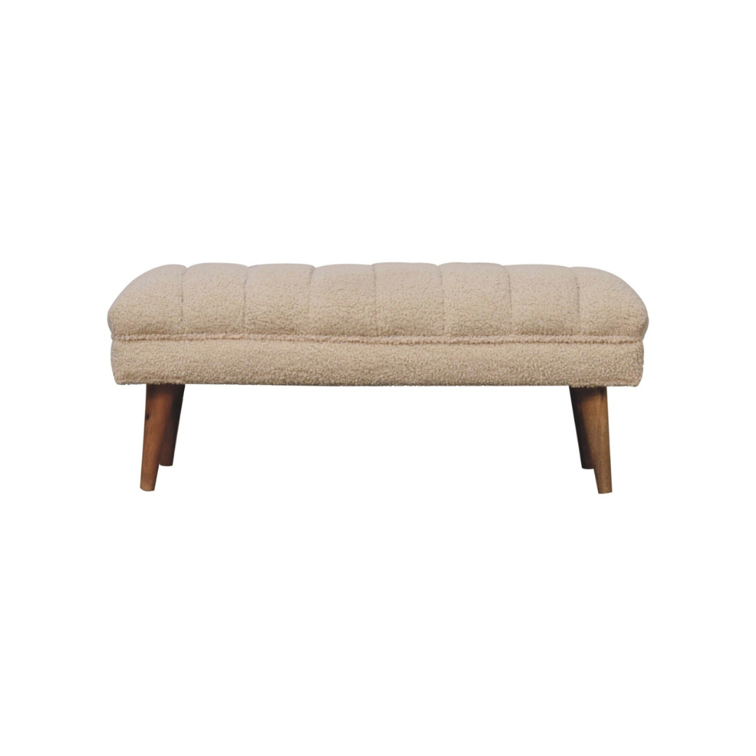 Cream Boucle Puffer Bench