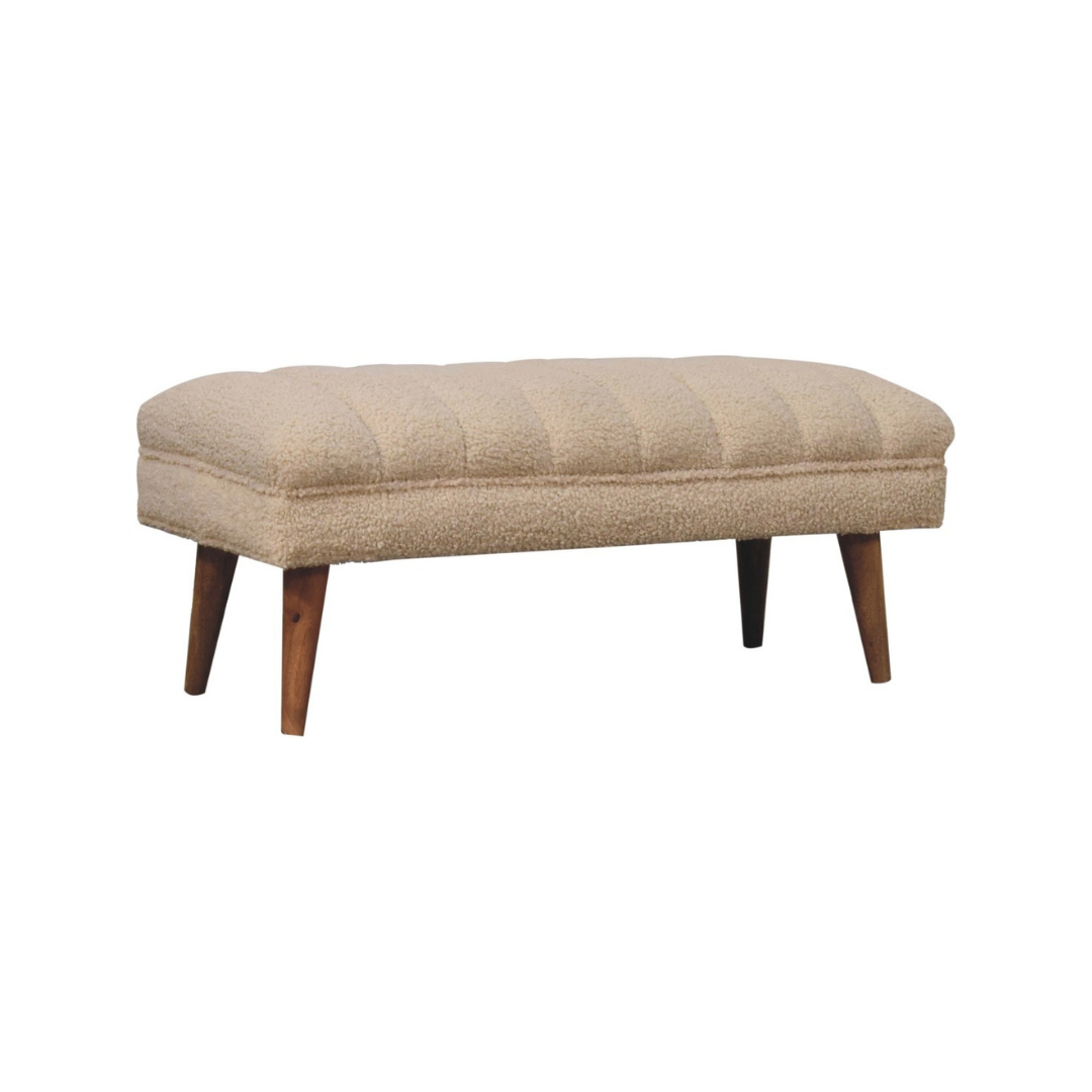 Cream Boucle Puffer Bench