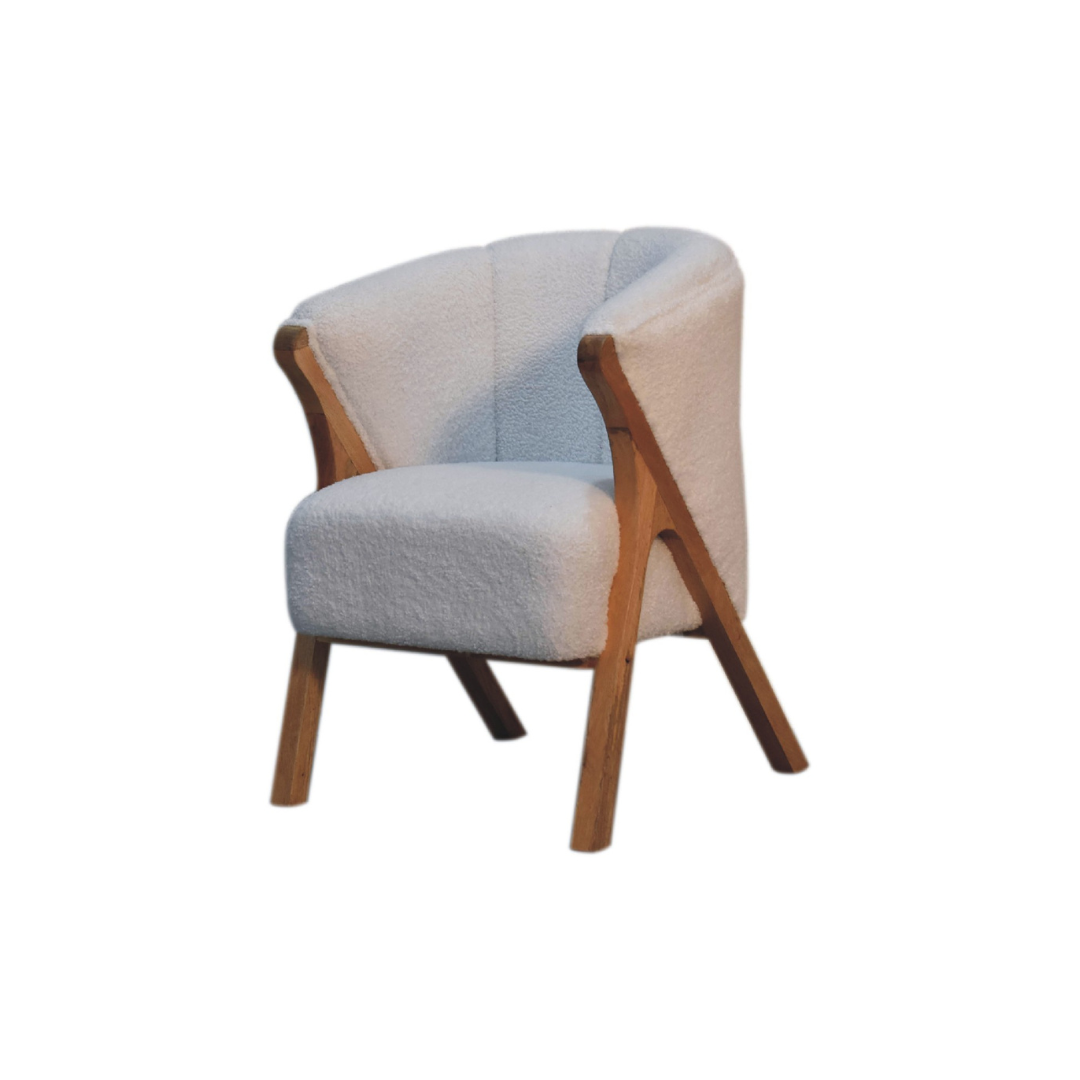 White Boucle Minimalistic Chair